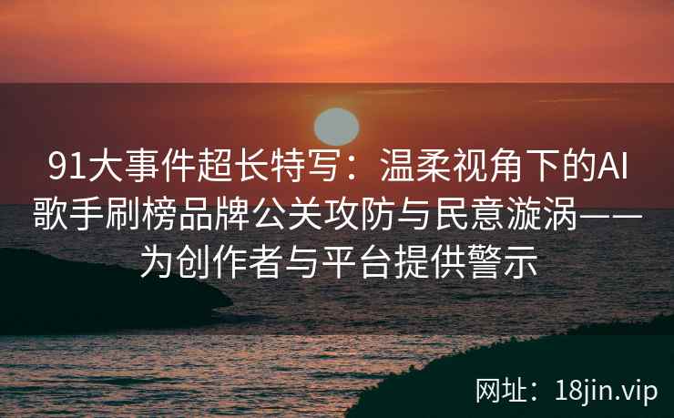 91大事件超长特写：温柔视角下的AI歌手刷榜品牌公关攻防与民意漩涡——为创作者与平台提供警示