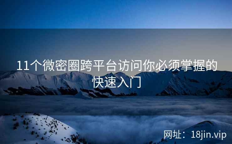 11个微密圈跨平台访问你必须掌握的快速入门