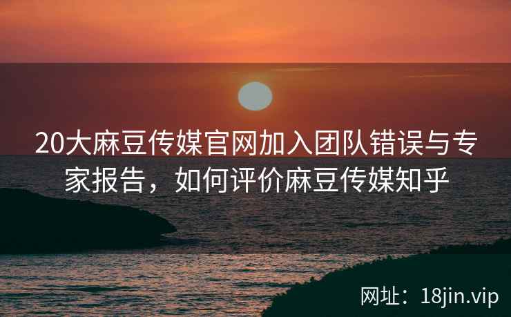 20大麻豆传媒官网加入团队错误与专家报告，如何评价麻豆传媒知乎