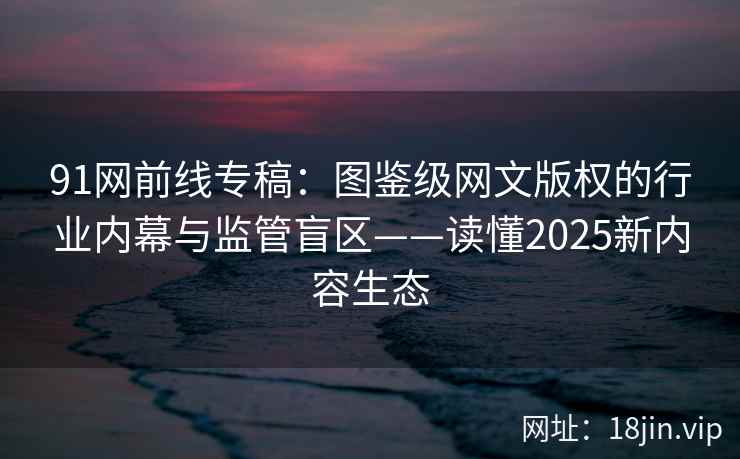 91网前线专稿：图鉴级网文版权的行业内幕与监管盲区——读懂2025新内容生态